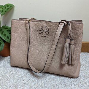 Authenticated Tory Burch McGraw Leather Tote Bag